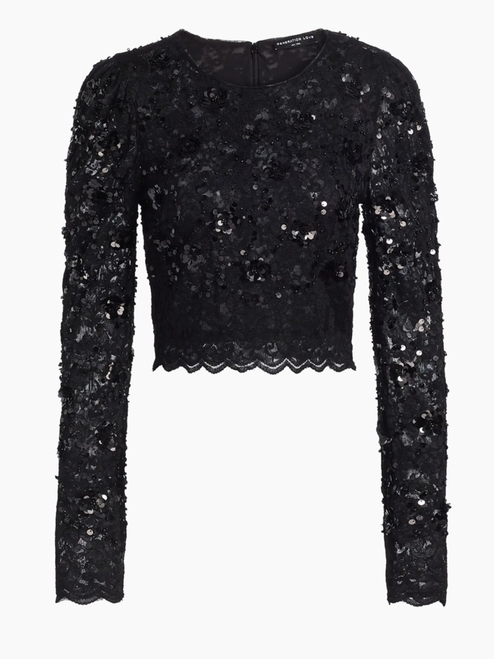 Generation Love Safia Black Lace Sequin Women's Top
